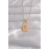 316L Çelik Gold Renk Pembe Mineli El Figür Tarot Kolye