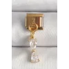 316L Çelik Gold Renk Sallantı Zirkon Taşlı Kurdele Model Nomination Charm