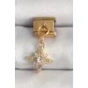316L Çelik Gold Renk Sallantı Zirkon Taşlı Kutup Yıldız Model Nomination Charm