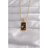 316L Çelik Gold Renk Siyah Mineli Yıldız Figür Tarot Kolye