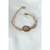316L Çelik Gold Renk Tam Altın Modelli Zirkon Taşlı Kadın Bileklik