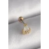 316L Çelik Gold Renk Üçgen Zirkon Taşlı Tragus Piercing