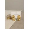 316L Çelik Gold Renk Vintage 3D Dalgalı Model Küpe