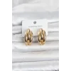 316L Çelik Gold Renk Yarım Halka Model Kadın Küpe