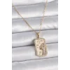 316L Çelik Gold Renk Zincir Başak Burcu Zirkon Taşlı Kadın Kolye
