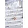 316L Çelik Gold Renk Zincir Pembe Kristal Kalp Model Zirkon Taş Detay Kadın Kolye