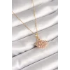 316L Çelik Gold Renk Zincir Pembe Zirkon Taşlı Kuğu Model Kadın Kolye