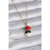 316L Çelik Gold Renk Zincir Zirkon Taşlı Yılbaşı Temalı Noel Baba Figür Kadın Kolye