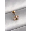 316L Çelik Gold Renk Zirkon Taşlı Çiçek Tragus Piercing