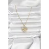 316L Çelik Gold Renk Zirkon Taşlı Göz Model Kadın Kolye