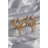 316L Çelik Gold Renk Zirkon Taşlı Güneş Figürlü Küpe