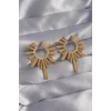 316L Çelik Gold Renk Zirkon Taşlı Güneş Figürlü Küpe