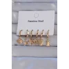 316L Çelik Gold Renk Zirkon Taşlı Hayvan Figürlü Deniz Yıldızı Model Halka Küpe Seti