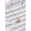 316L Çelik Gold Renk Zirkon Taşlı Kalp Model Vintage Kadın Kolye