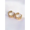 316L Çelik Gold Renk Zirkon Taşlı Minimal Model Halka Küpe