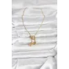 316L Çelik Gold Zirkon Taşlı Deniz Tema Charmlı Kadın Kolye