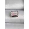 316L Çelik Gümüş Renk Beyaz Pembe Ouma İşlemeli Nomination Charm