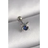 316L Çelik Gümüş Renk Mavi Zirkon Taşlı Tragus Piercing