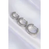 316L Çelik Gümüş Renk Model 3lü Halka Küpe
