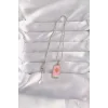 316L Çelik Gümüş Renk Pembe Mineli Güneş Model Tarot Kolye