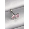 316L Çelik Gümüş Renk Pembe Zirkon Taşlı Fiyonk Tragus Piercing