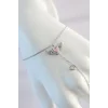 316L Çelik Gümüş Renk Pembe Zirkon Taşlı Kanatlı Kalp Model Şahmeran