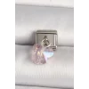 316L Çelik Gümüş Renk Pembe Zirkon Taşlı Kelebek Model Nomination Charm