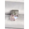 316L Çelik Gümüş Renk Pembe Zirkon Taşlı Kelebek Model Nomination Charm