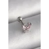 316L Çelik Gümüş Renk Pembe Zirkon Taşlı Kelebek Tragus Piercing