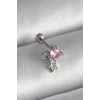 316L Çelik Gümüş Renk Pembe Zirkon Taşlı Sallantı Yıldız Detay Tragus Piercing