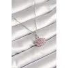 316L Çelik Gümüş Renk Zincir Pembe Zirkon Taşlı Kuğu Model Kadın Kolye