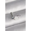 316L Çelik Gümüş Renk Zirkon Taş Detay Beyaz Çiçek Model Tragus Piercing