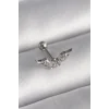316L Çelik Gümüş Renk Zirkon Taş Detay Kanat Model Tragus Piercing