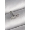 316L Çelik Gümüş Renk Zirkon Taşlı Çiçek Tragus Piercing