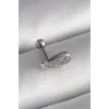 316L Çelik Gümüş Renk Zirkon Taşlı Kanat Tragus Piercing