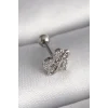 316L Çelik Gümüş Renk Zirkon Taşlı Sonsuzluk Detay Tragus Piercing