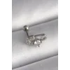 316L Çelik Gümüş Renk Zirkon Taşlı Toplu İğne Tragus Piercing