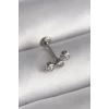316L Çelik Gümüş Renk Zirkon Taşlı Tragus Piercing