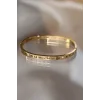 316L Çelik Roma Rakamlı Gold Renk Bilezik Kelepçe