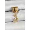 316L Çelik Sallantılı Zirkon Taşlı Ay Model Gold Renk Nomination Charm