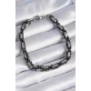 316L Çelik Siyah Gümüş Renk Kral Zincir Model Erkek Bileklik