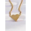 316L Çelik Zincir Altın Renk Düz Plaka Kalp Kolye