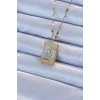 316L Çelik Zincir Altın Renk Mavi Mineli Tarot Kolye