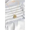 316L Çelik Zincir Gold Aslan Madalyon Model Zirkon Taşlı Kadın Kolye