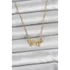 316L Çelik Zincir Gold Renk Çiçek ve Kelebek Model Kadın Kolye