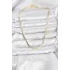 316L Çelik Zincir Gold Renk Ezme Zincir Model  45 cm Kadın Kolye