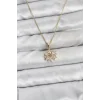316L Çelik Zincir Gold Renk Lotus Model Zirkon Taşlı Kadın Kolye