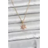 316L Çelik Zincir Gold Renk Pembe Lotus Model Kadın Kolye