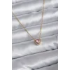 316L Çelik Zincir Gold Renk Pembe Zirkon Taşlı Charm Kadın Kolye