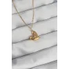 316L Çelik Zincir Gold Renk Renkli Zirkon Taşlı Kalp Kolye